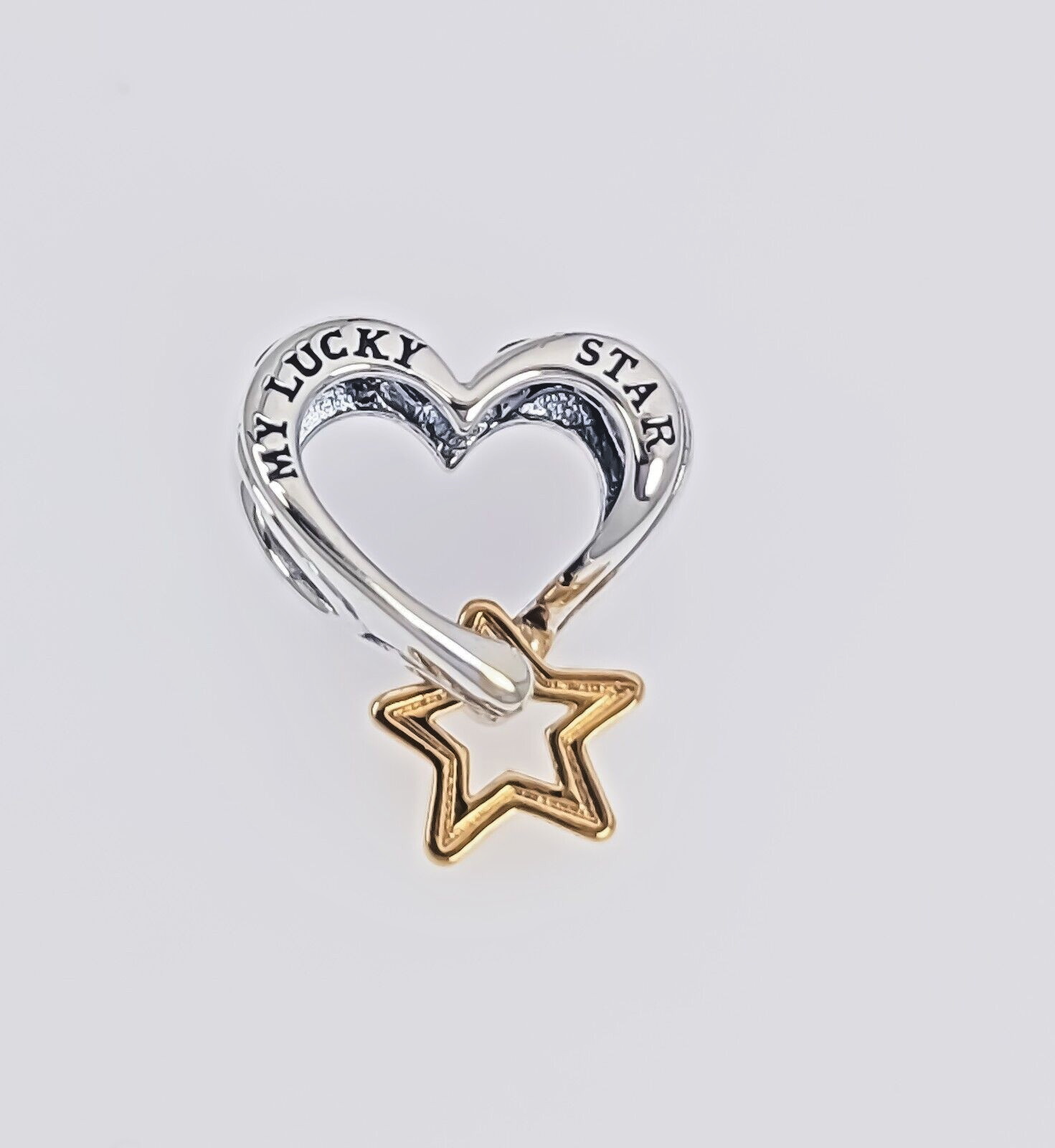 New 100% Authentic PANDORA Gold Silver My Lucky Star & Heart Charm 763513C00