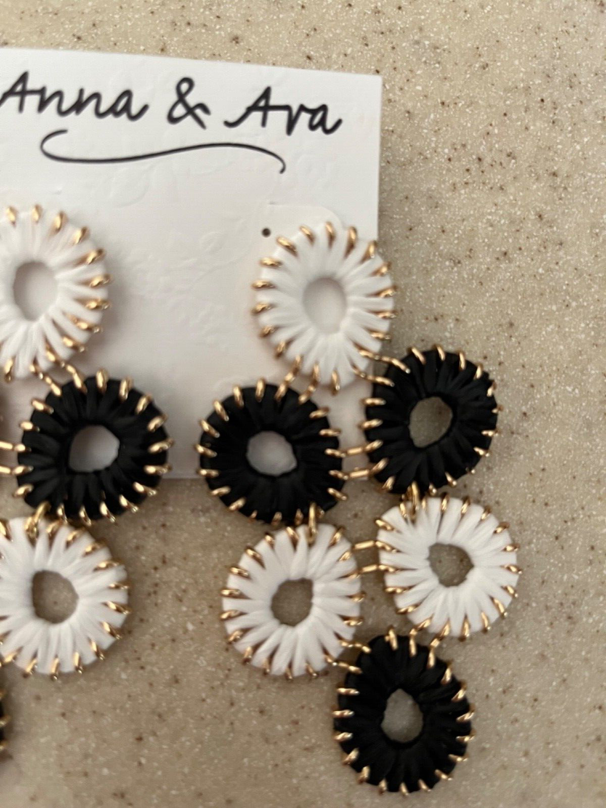 Anna & Ava Gold/Black & White Statement Drop Earrings