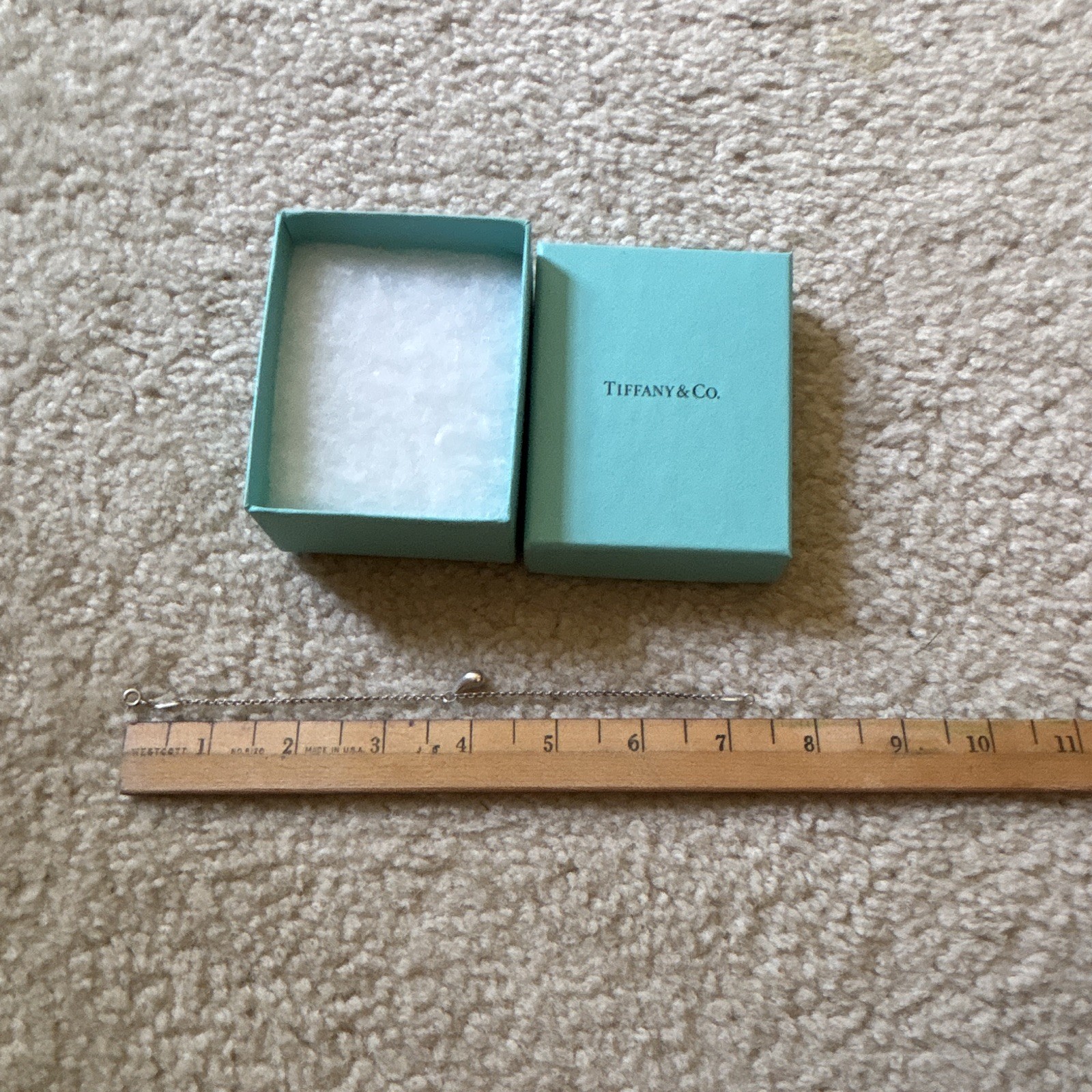 Tiffany & Co. Peretti Teardrop Dangle Charm 925 Bracelet Signed Spain Tag