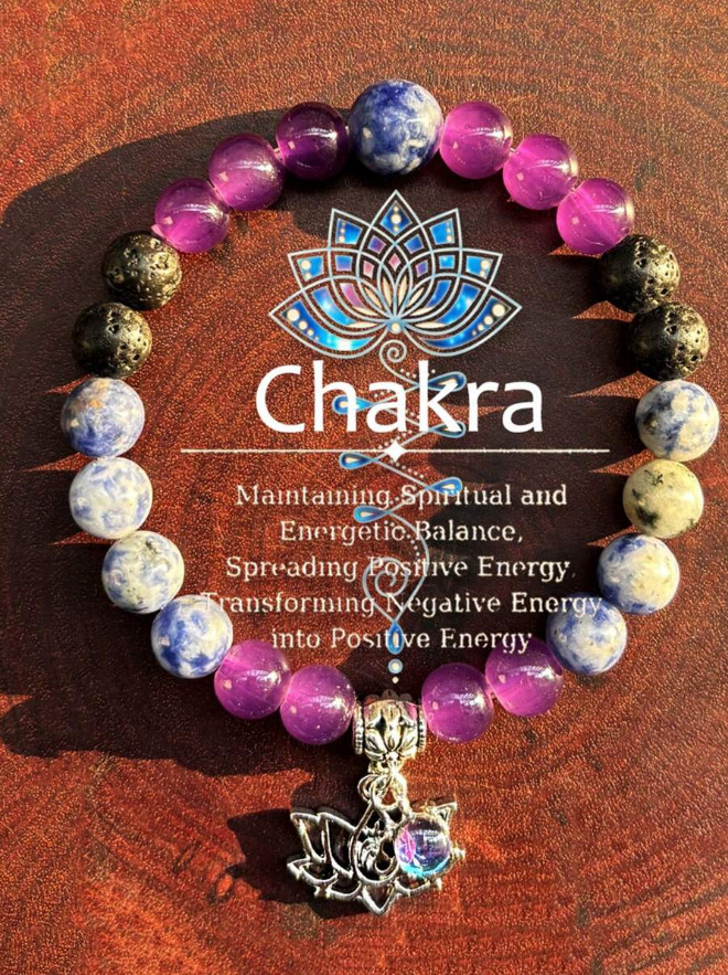 Chakra Healing Natural Stone Round Gemstone Lotus Energy Beads Bracelet Jewelry