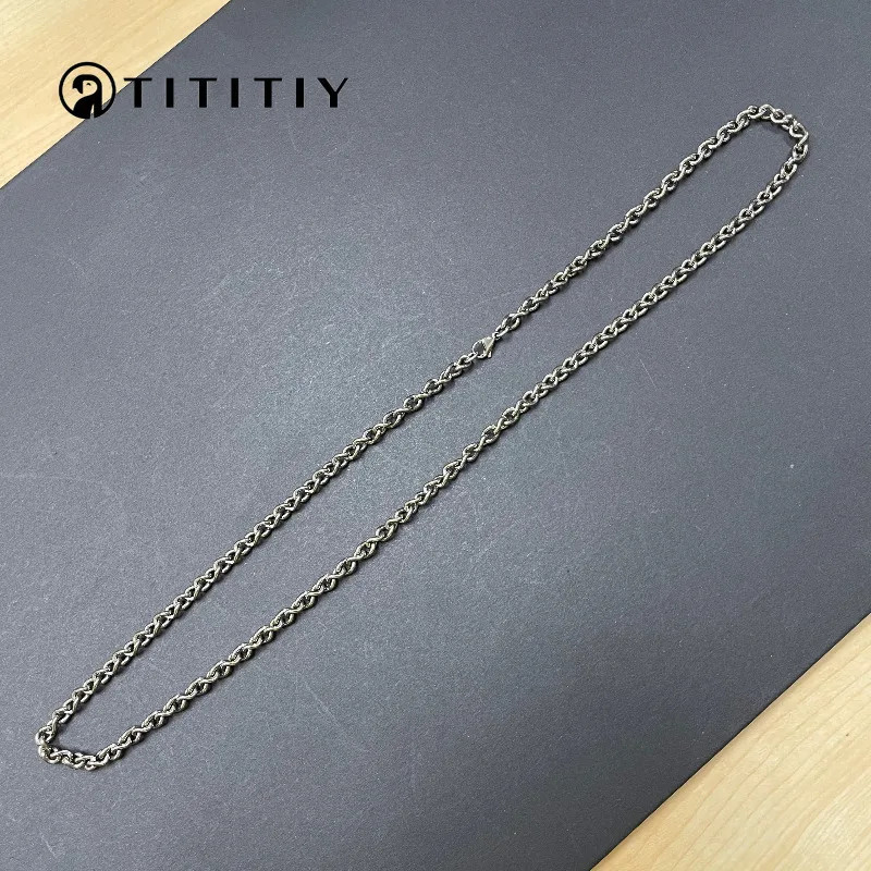 5mm TA1 Pure Titanium Necklace Ultra-Lightweight Hypoallergenic Polished Chain