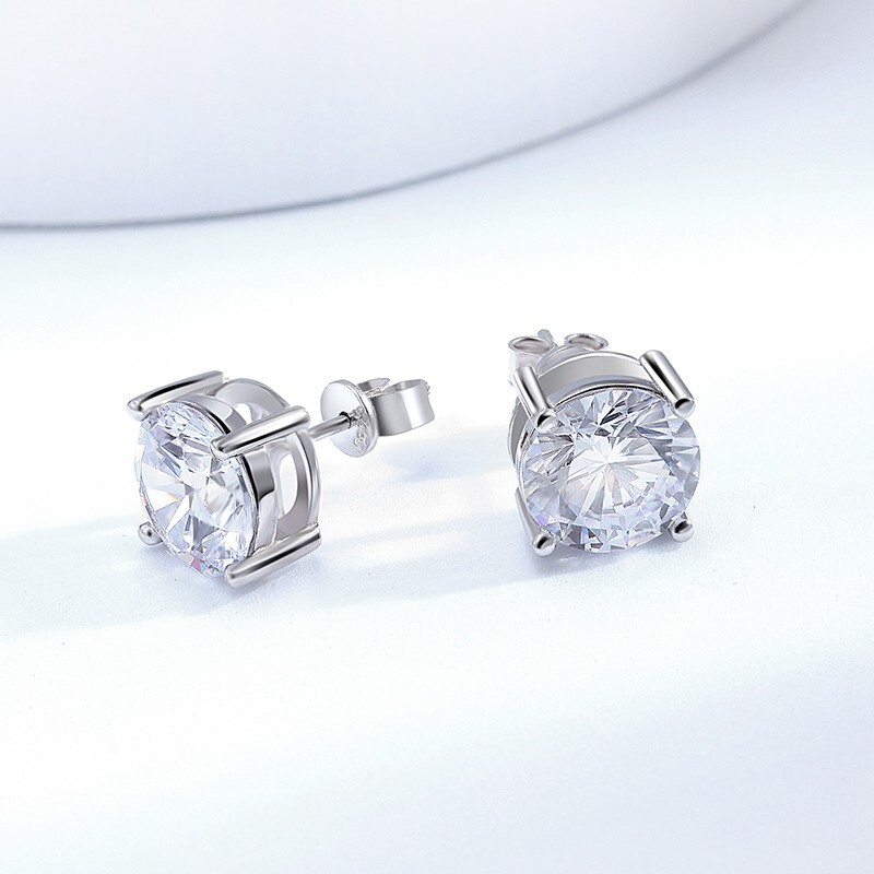 0.1-3ct VVS1 Moissanite Stud Earrings 925 Sterling Silver 18K White Gold Plated