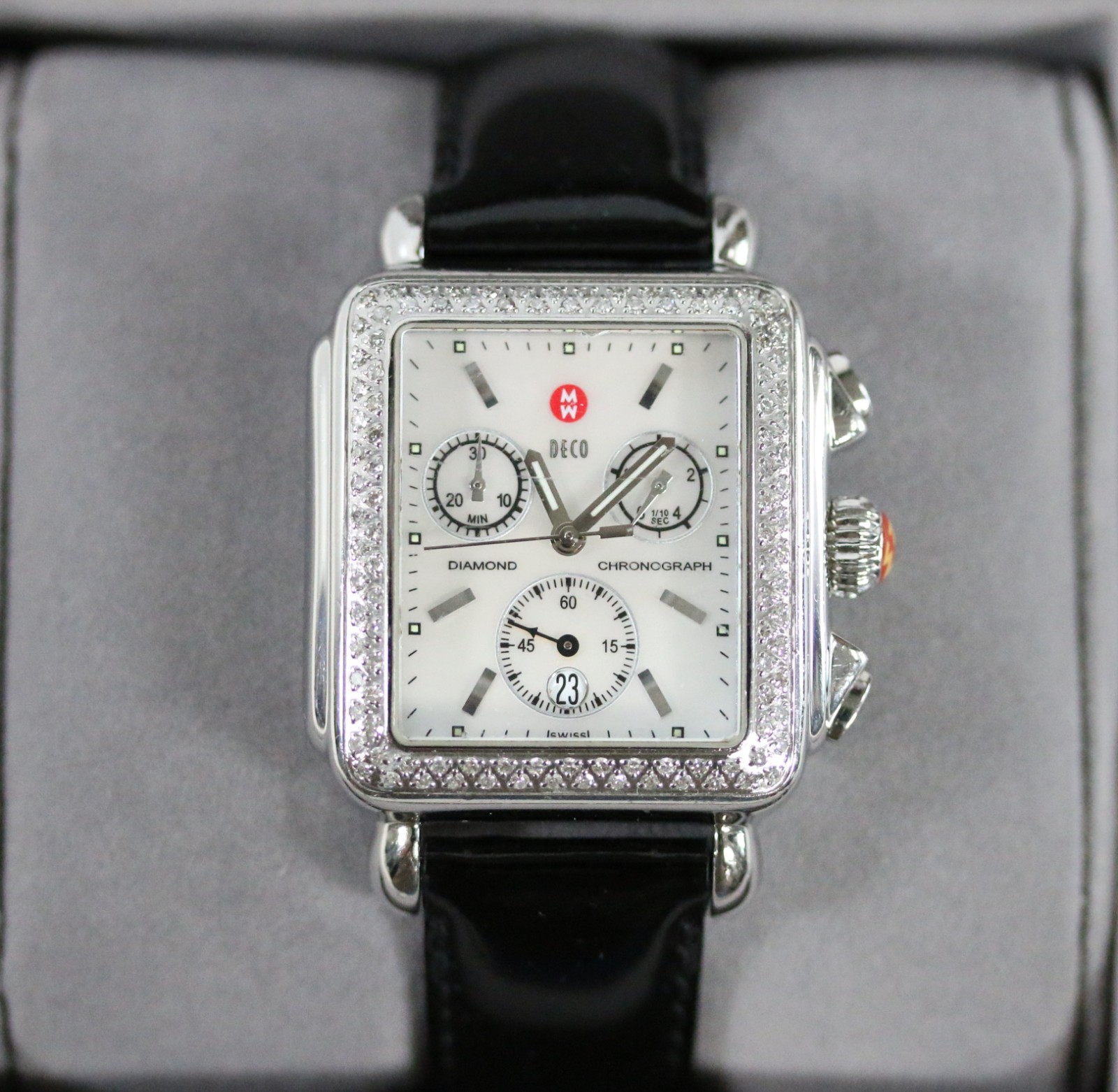 Michele Deco Diamond Chronograph Women’s Watch Mother of Pearl MW06A01 w/ Box