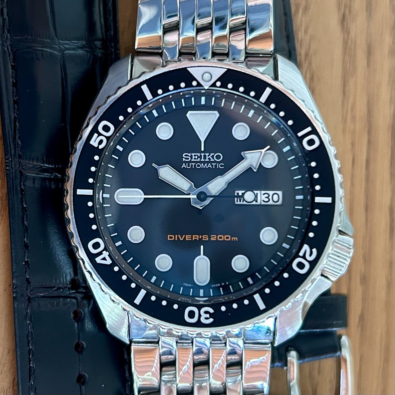 Seiko Diver SKX007 7S26-0020 w/ Steel Beads Of Rice Bracelet + PROOF OF SERVICE