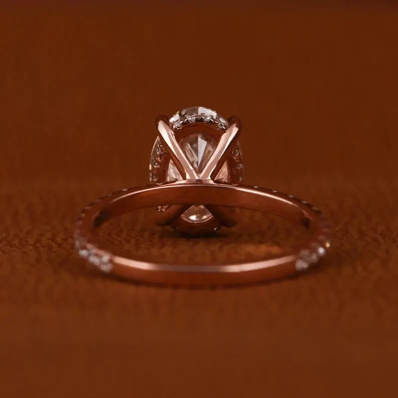 Lab Grown Diamond Wedding Ring 3.50 Carat Oval Cut IGI E F VVS CVD 14k Rose Gold