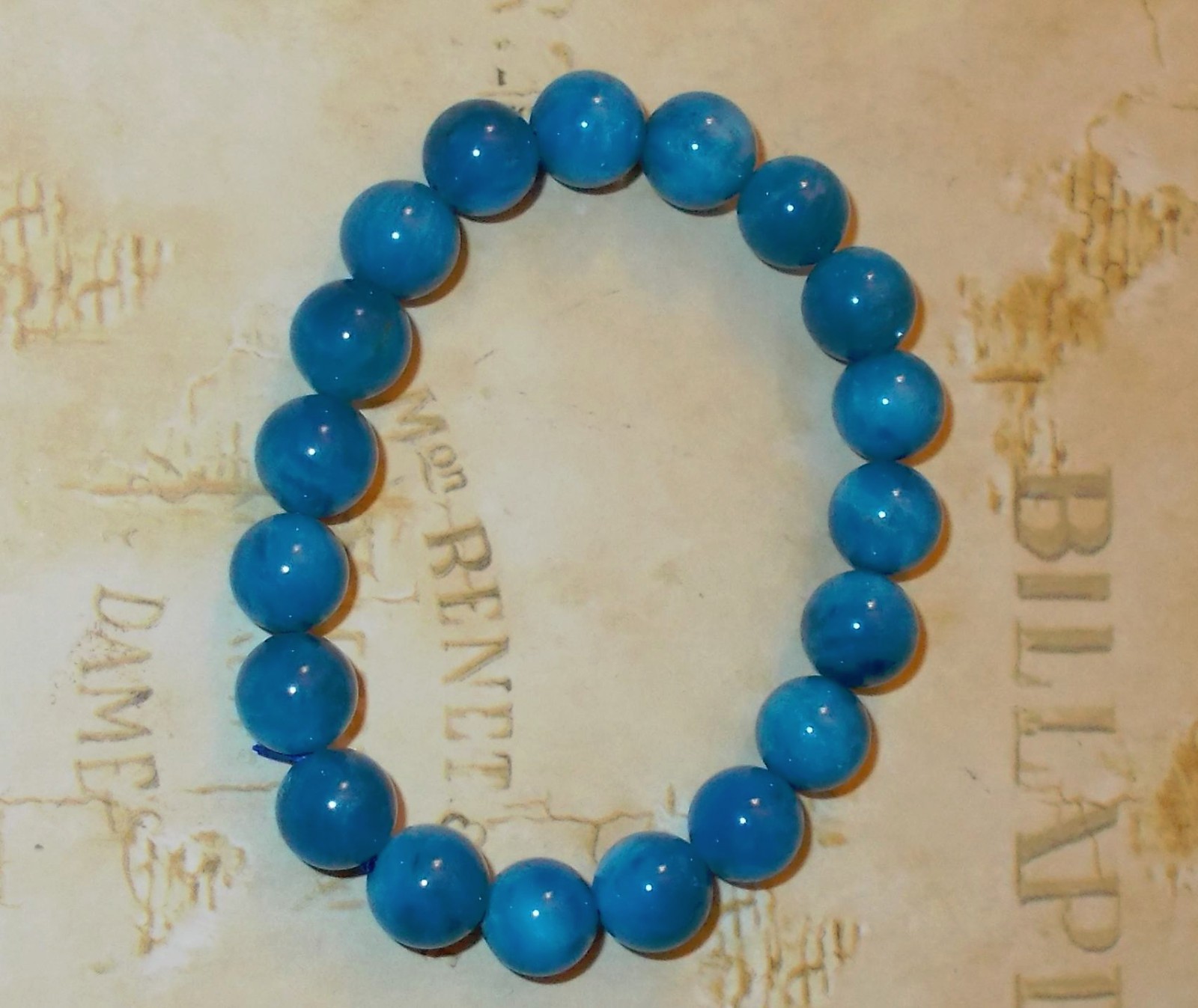 New Blue Apatite Gemstone Bracelet Stretchy Handmade Manifestation crystal 10mm