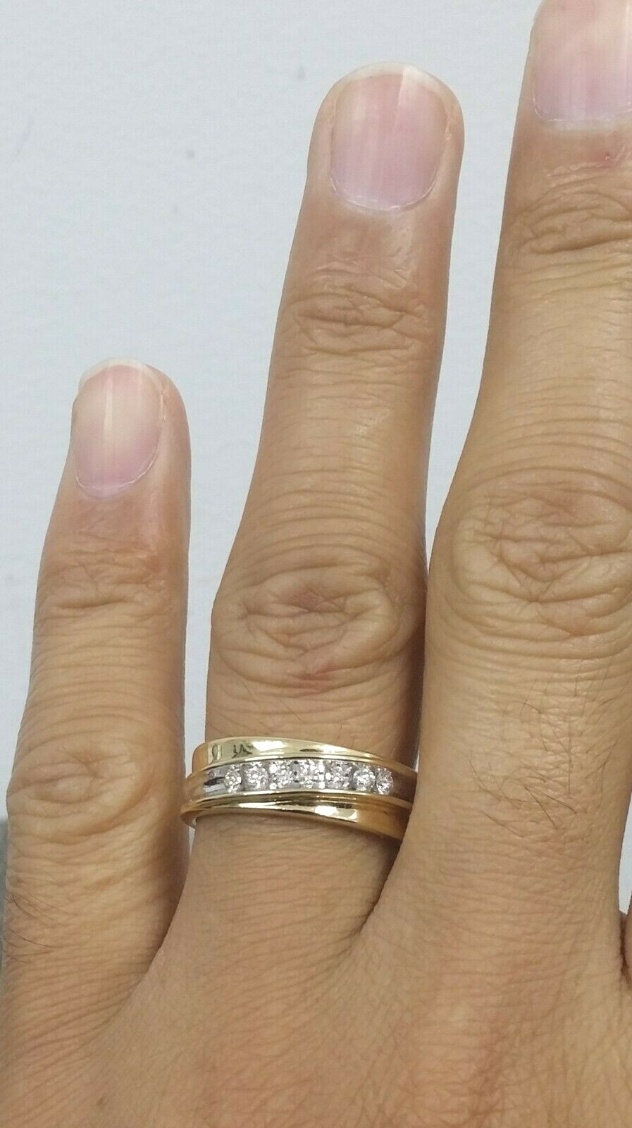 DEAL!0.30CT 100% NATURAL ROUND DIAMOND MEN’S WEDDING BAND RING 14KT GOLD 6.90MM
