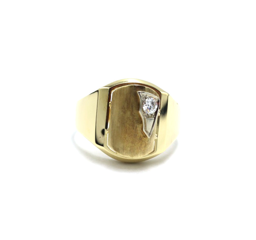 Vintage Men’s Ring Natural Diamond 0.27 Ct VVS2-G In 18K Solid Gold