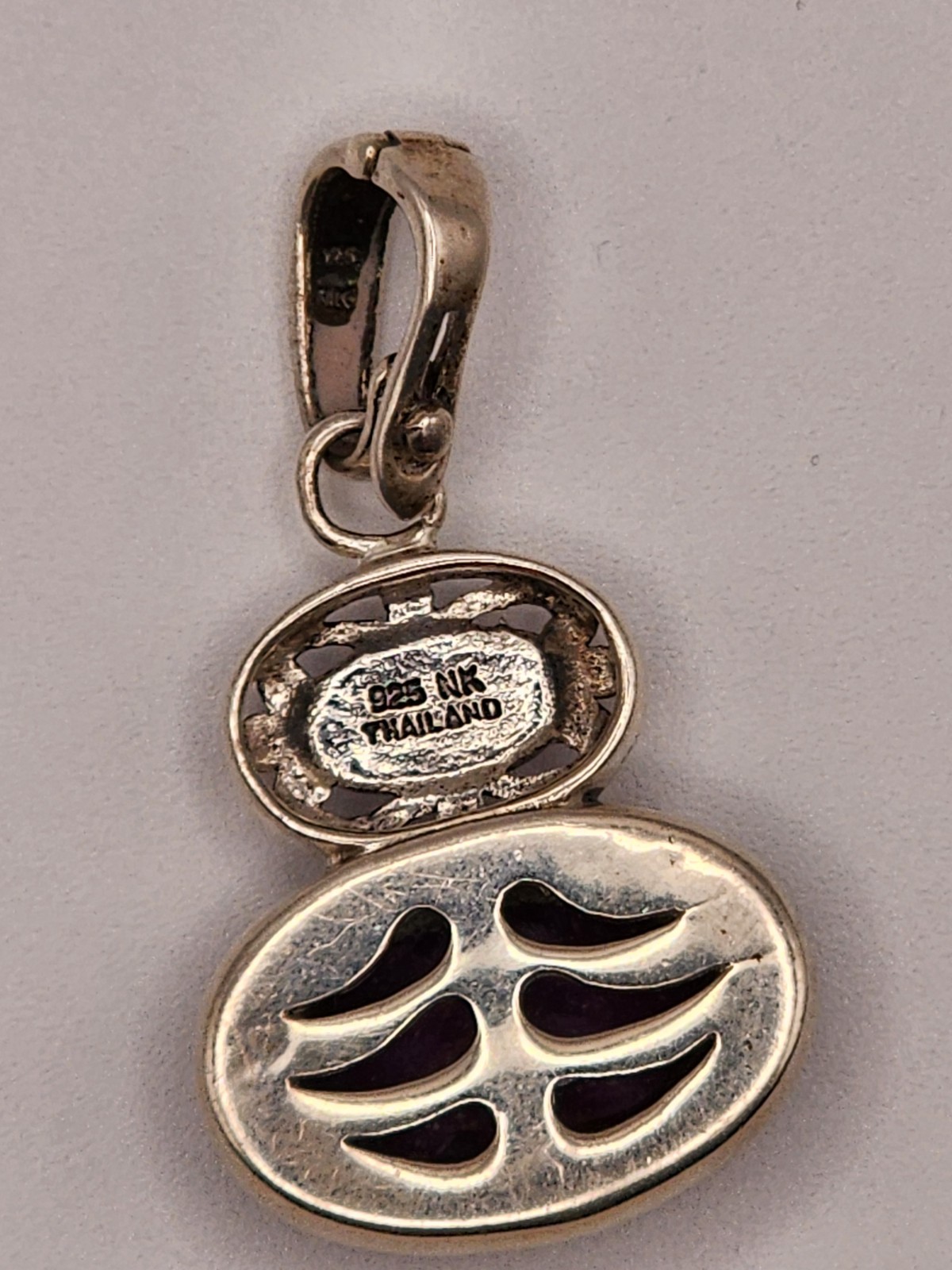 Estate Purple Sugilite Jasper stone pendant in Sterling Silver