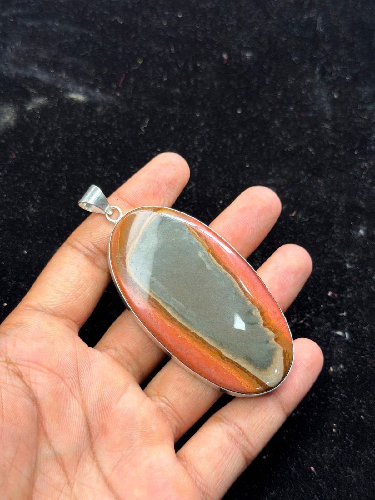 Natural Polychrome Jasper 925 Sterling Silver Pendant Handmade Jewelry