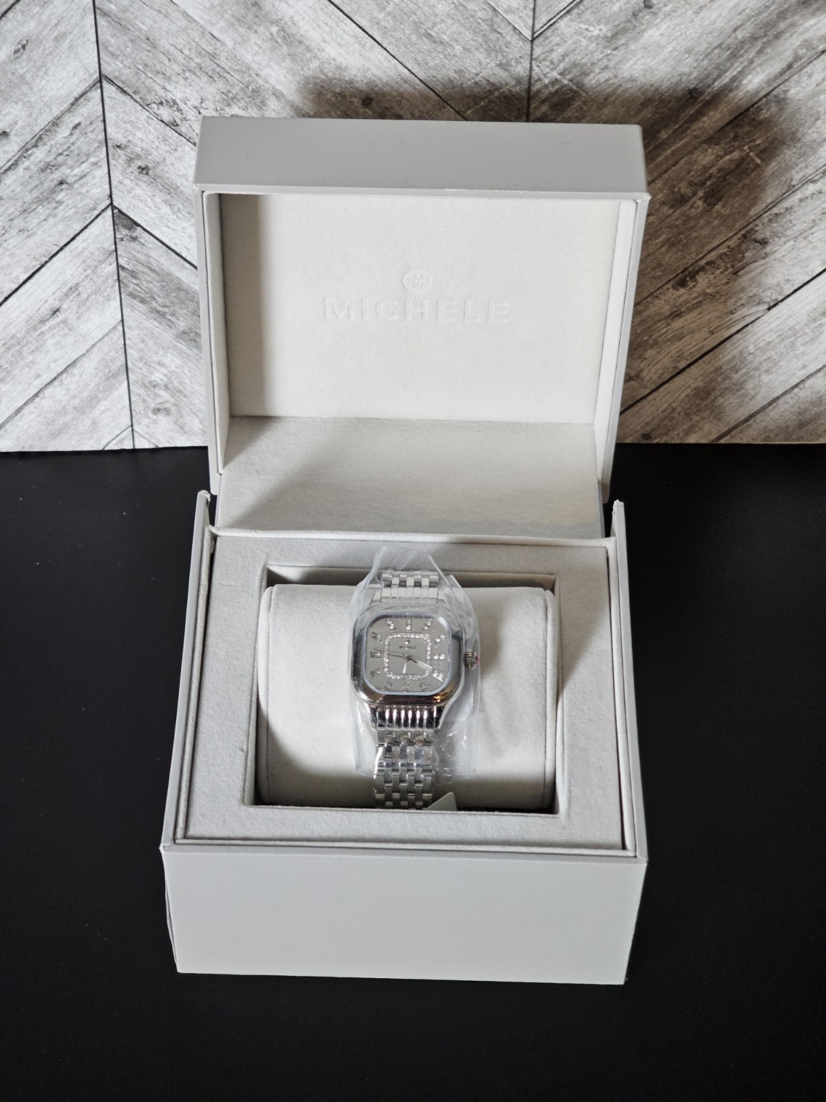 Michele Meggie High Shine Mirror Diamond Dial Stainless Steel Watch MWW33B000012