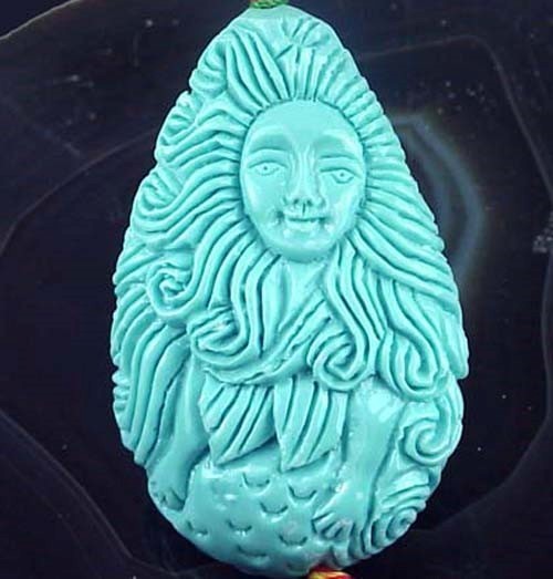 45x30mm Mermaid Blue Resin Turquoise Pendant Bead