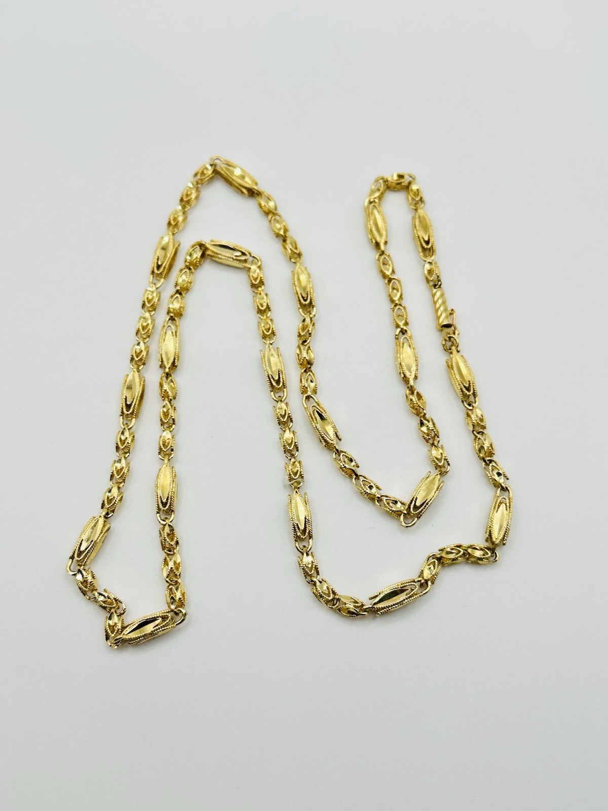 Semi-Solid 4.5mm Marquise Turkish Rope Link Chain Necklace 14k Yellow Gold 24”