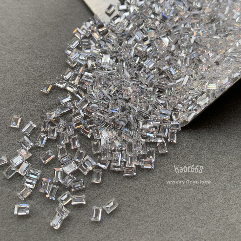 White Transparent Rectangular Loose Cubic Zirconia Baguette Synthetic Gemstone