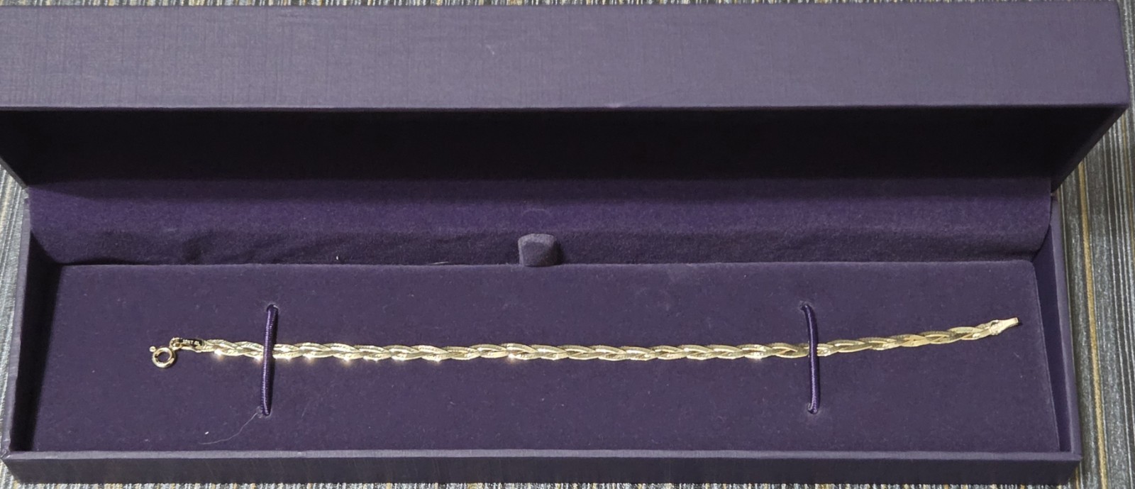 2.8mm Braided Herringbone Chain Bracelet 10k Gold Solid