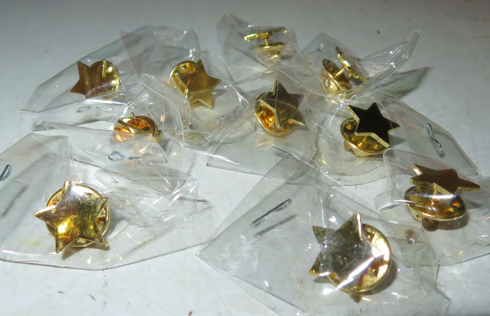 10 Pc Lot Gold Star Color Lapel Pin 1/2″ Wide Butterfly Clutch Pin Back Award