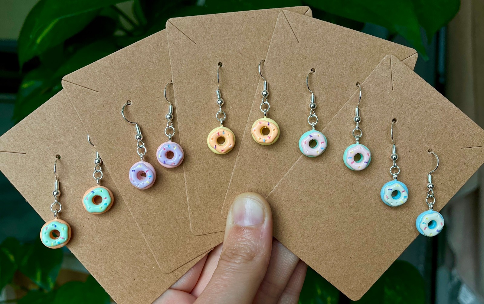 Sterling Silver Donut Doughnut Sprinkle Dessert Pink Food Cute Handmade Earrings