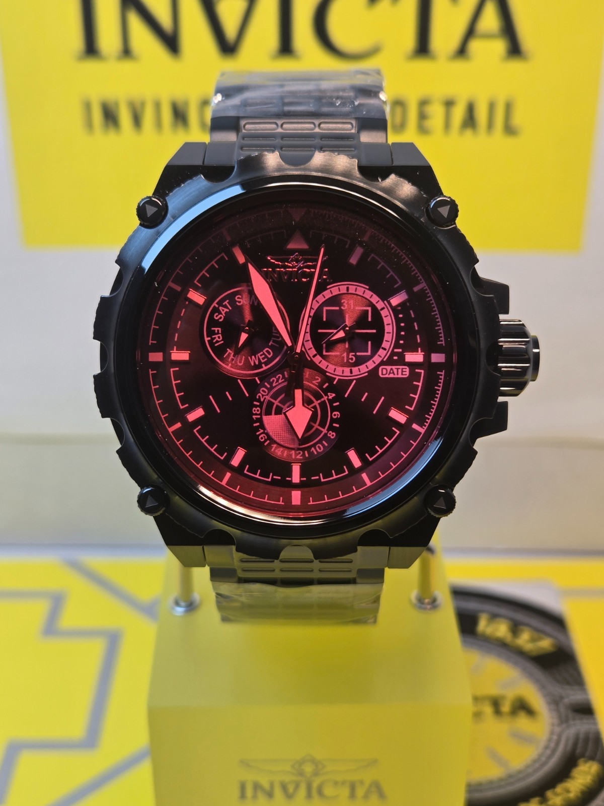 Invicta Coalition Forces Spline Mens Watch 50mm Black w/ Red Iridescent Dial NEW
