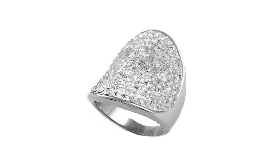 18k White Gold Plated Womens Crystal Cocktail Ring Made with Swarovski Elements