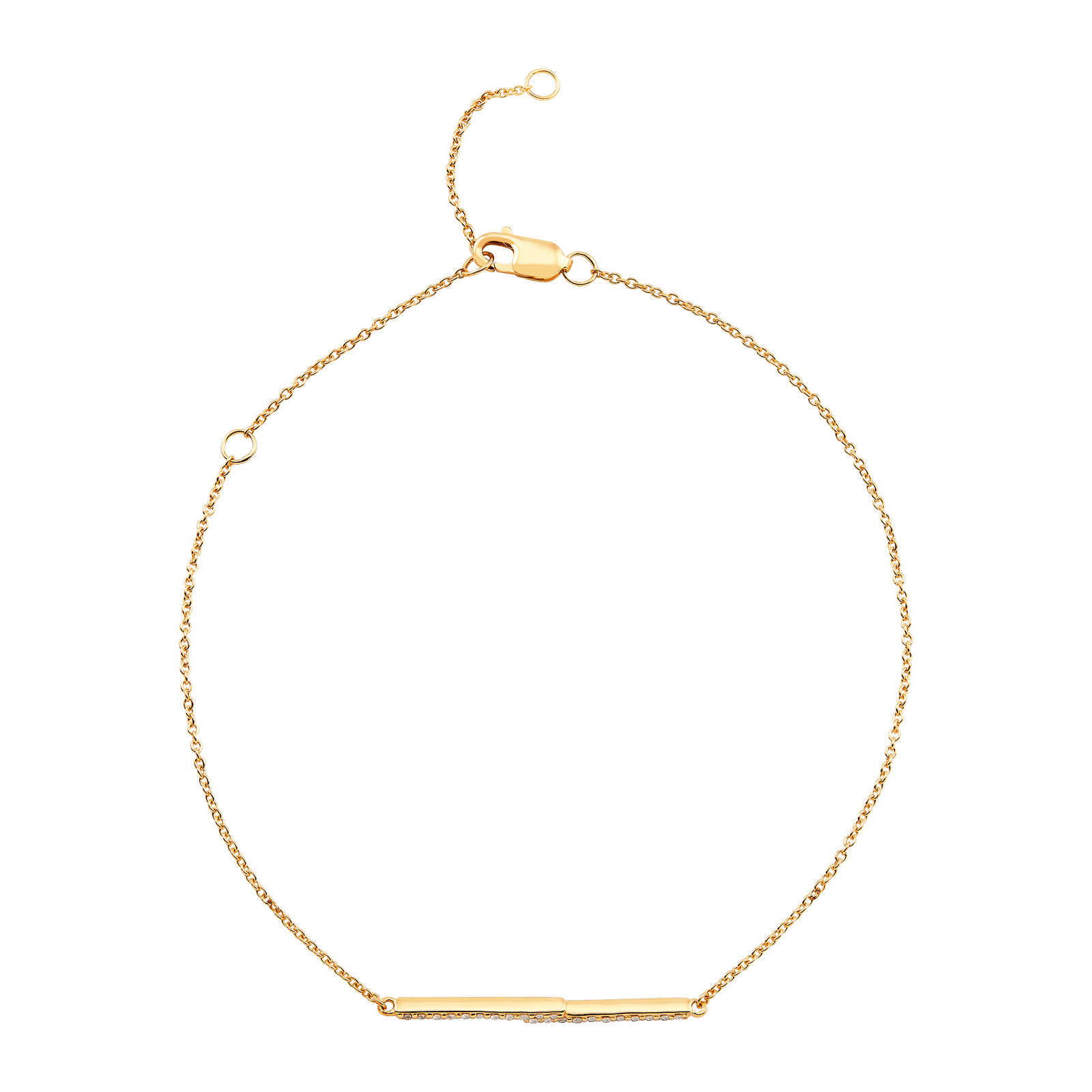 Welry Double Bar Bracelet with Diamonds in 10K Yellow Gold, 8.75″
