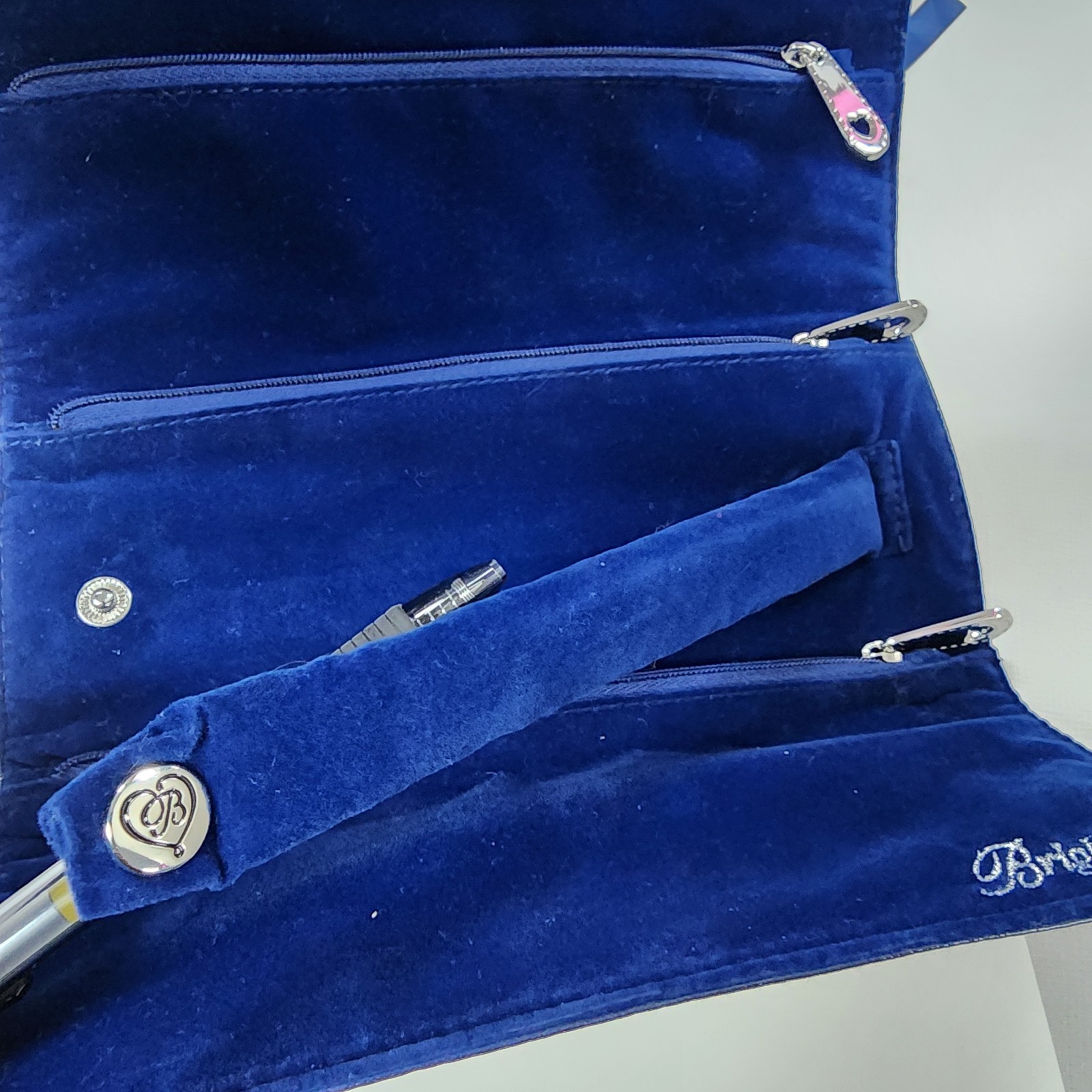Brighton Nautical Travel Jewelry Roll Blue Velvet Lined Zippered Compartments