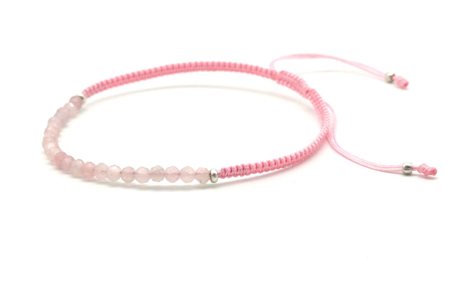 Gemstone Bracelet with Rose Quartz, Handmade