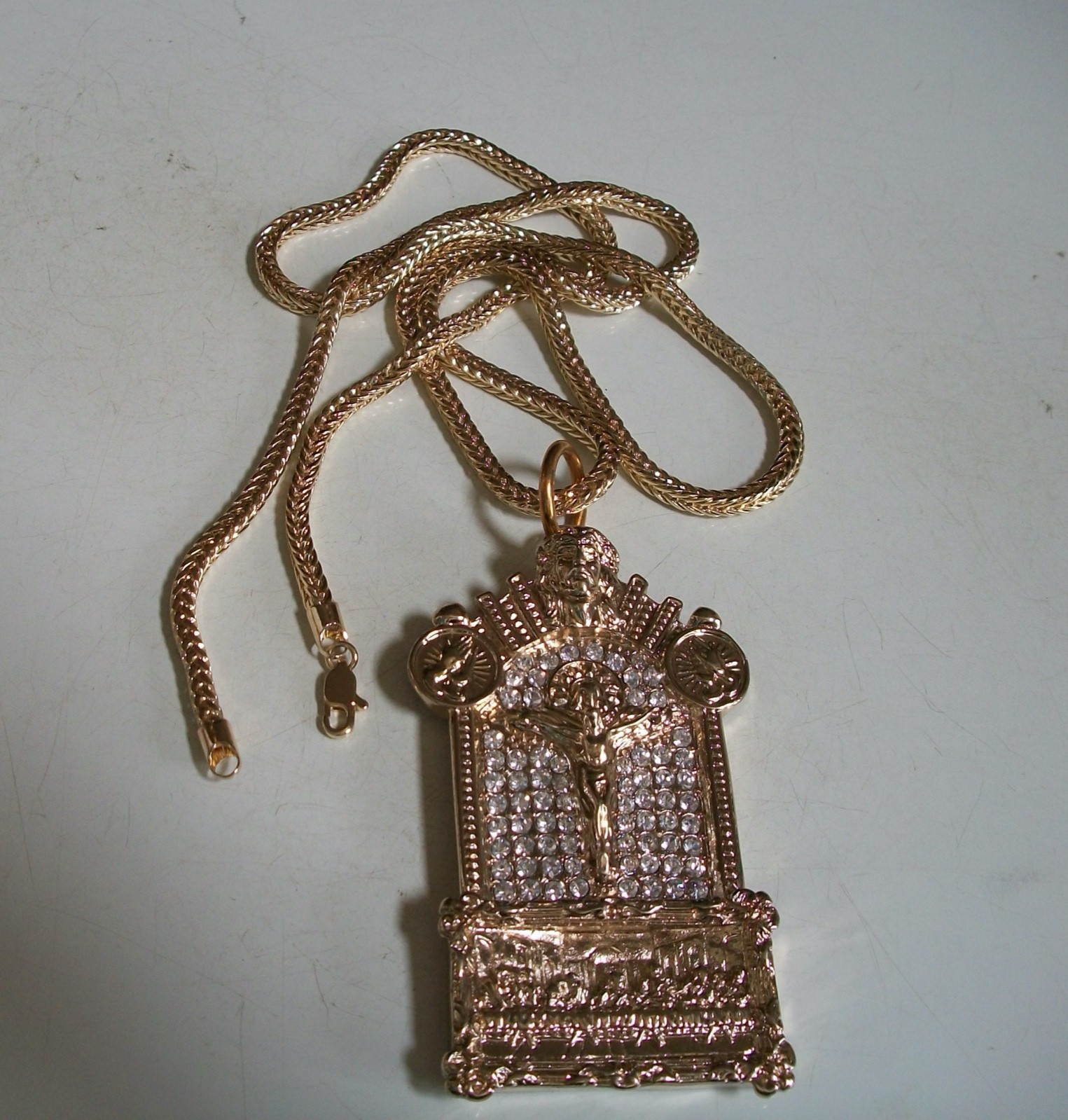 Men’s Gold Finish Stone Fashion Last Supper Dressy Hip Hop Chain & Charm