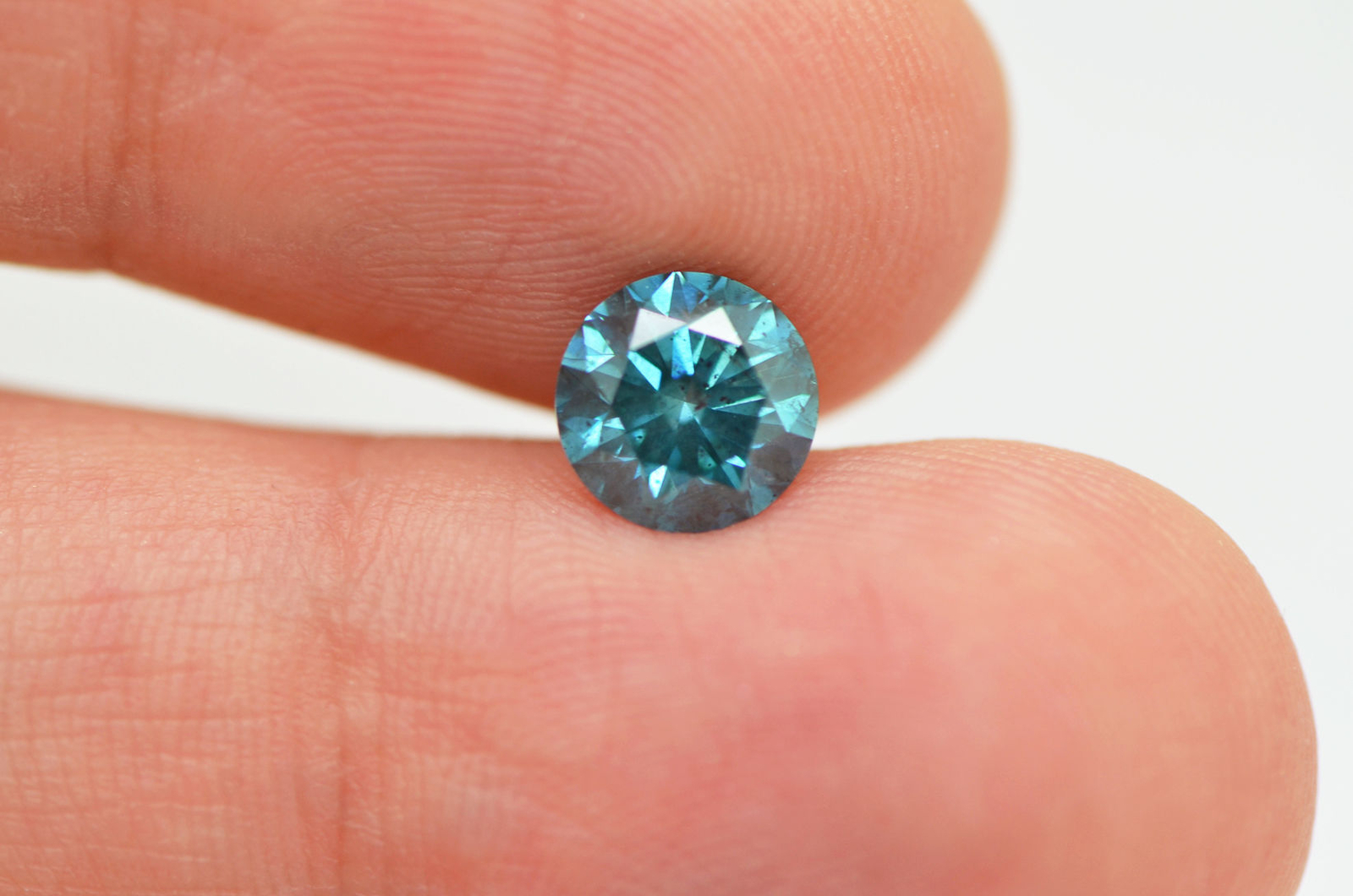 Round Shape Diamond Fancy Blue Color Loose Enhanced SI1 Natural Real 1.37 Carat