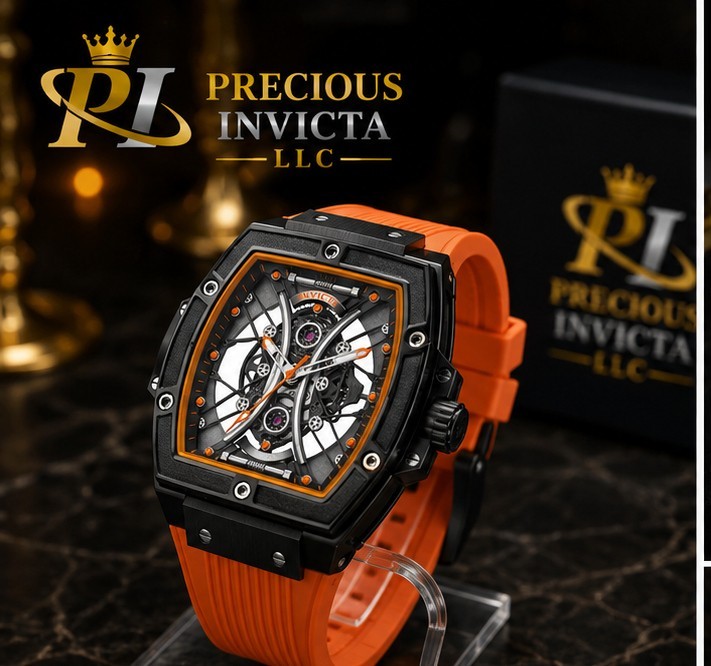 Invicta Men’s 50mm S1 Rally Skeleton Dial Black Orange Tone Quartz SS 30m Watch