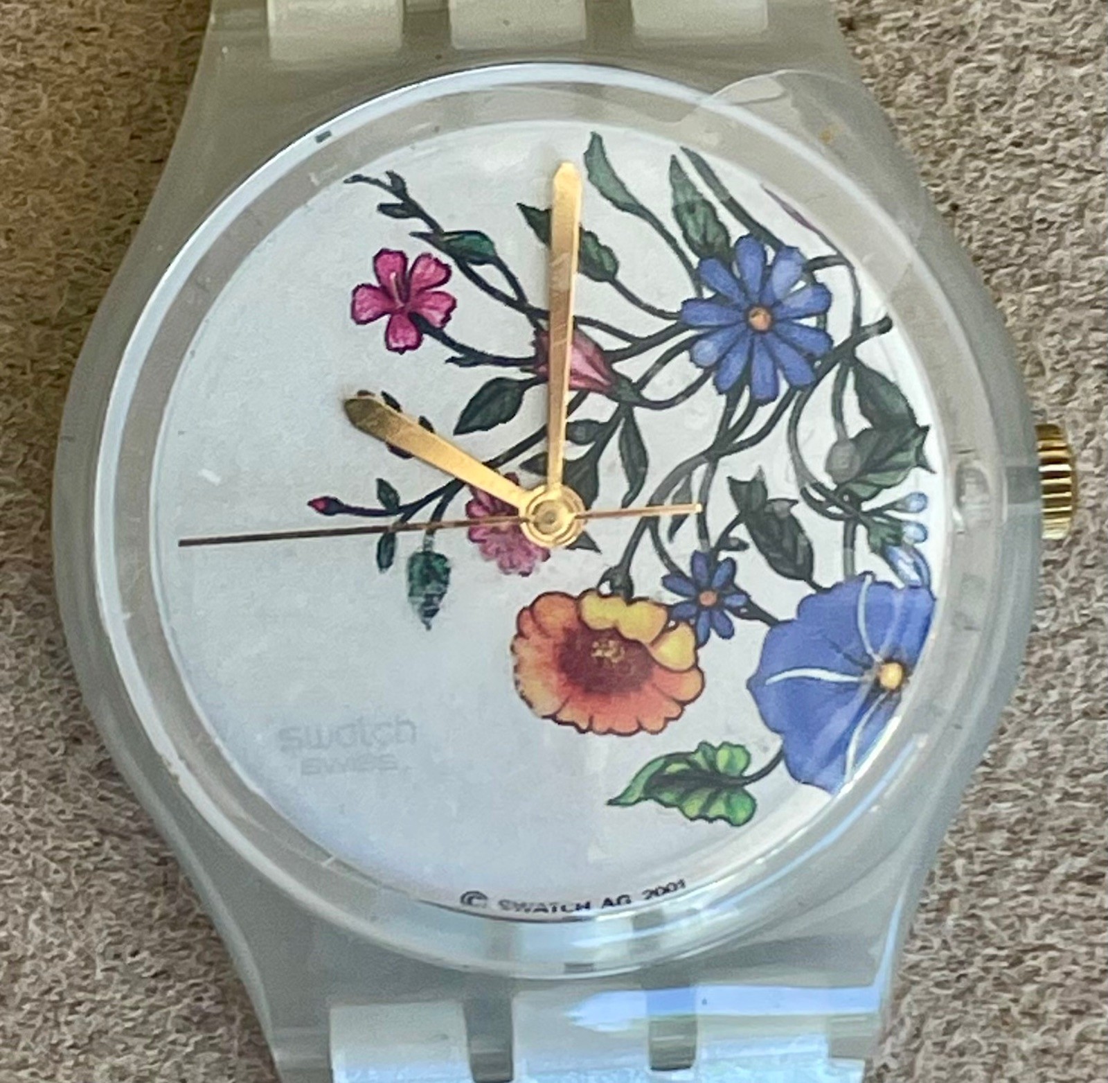 New VTG Swatch Watch Spring Touch GW132 with Case & Papers 2001 34mm Bezel Gent