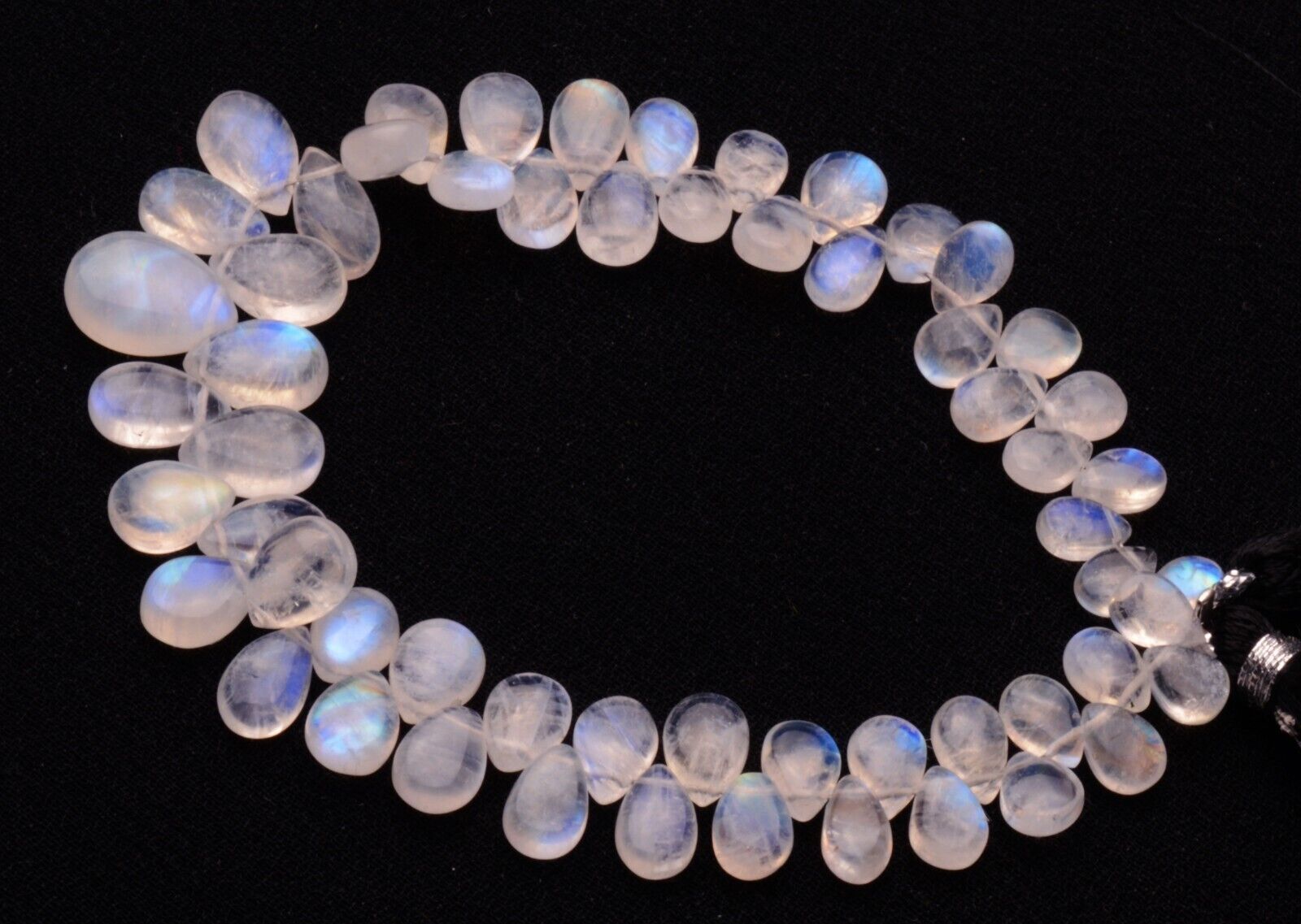 Blue Fire Rainbow Moonstone 7×5 to 9×7 mm Size Smooth Pear Beads Strand 7.5″