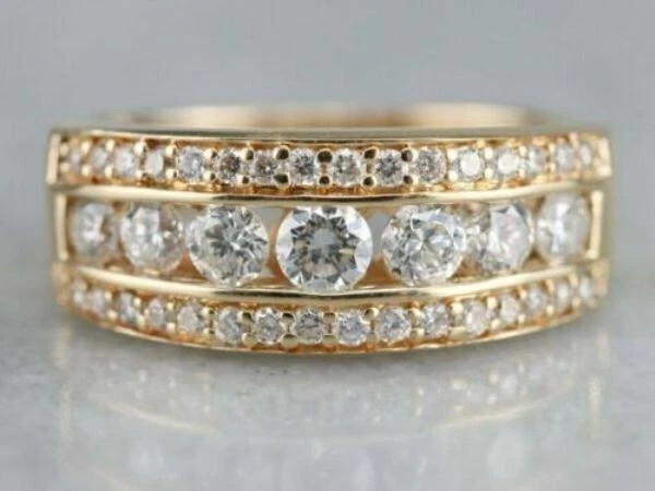 3Ct Round Cut White Moissanite Women’s Wedding Ring 14k Yellow Gold Plated