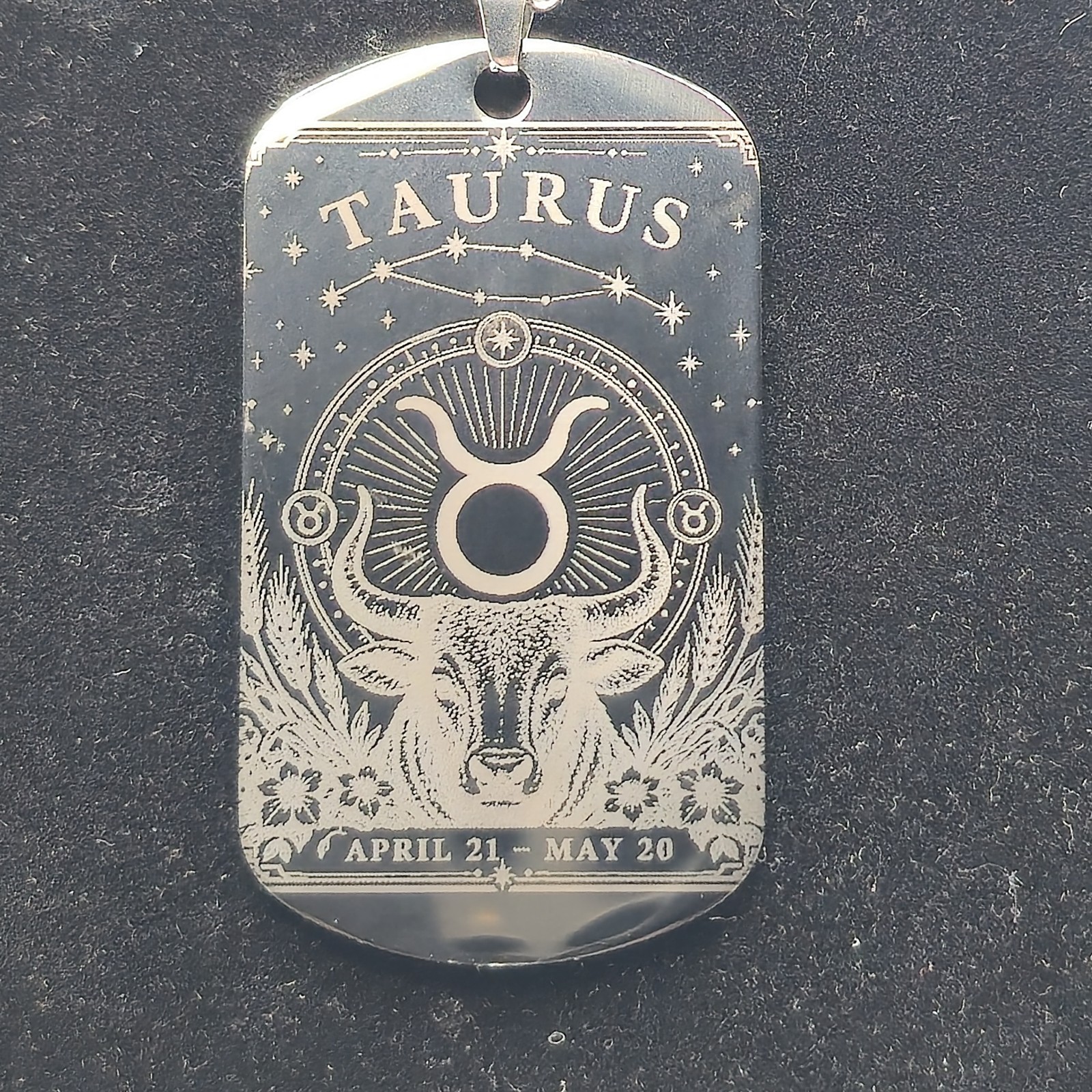 Taurus double sided Zodiac Necklace with Astrological Horoscope Pendant