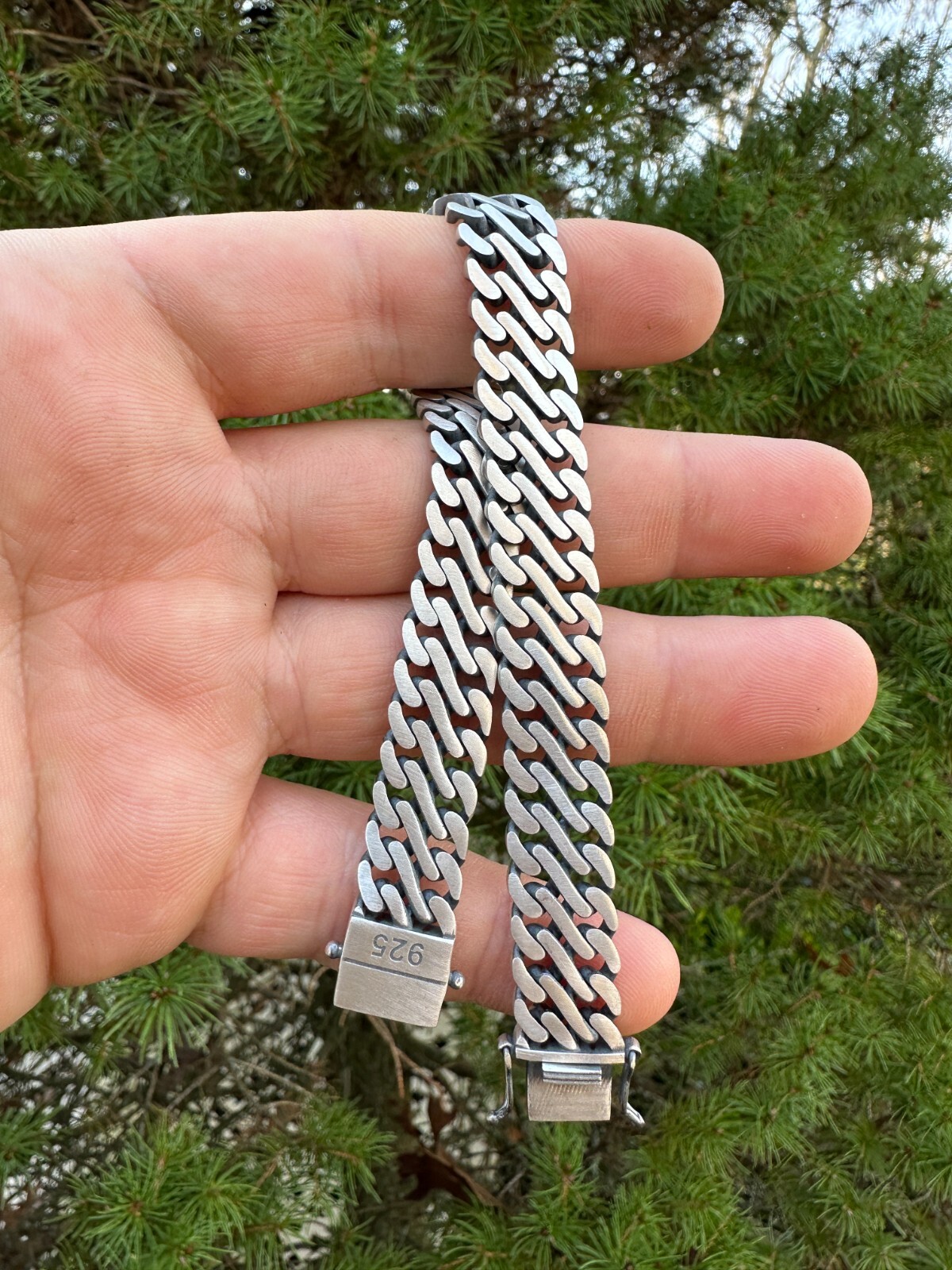 Custom Double Miami Cuban Figure Eight Link Bracelet 12mm Wide Real 925 Silver