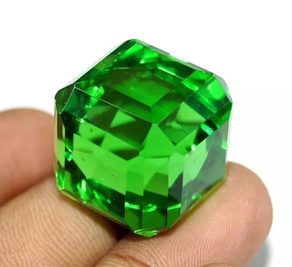 Natural 100 Ct Cube Cut Brazilian Green Color Topaz Certified Loose Gemstone