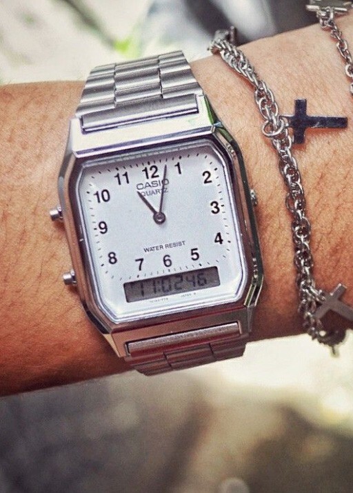 Casio AQ-230A-7B NEW Men’s Watch Analog/Digital Silver Stainless Steel