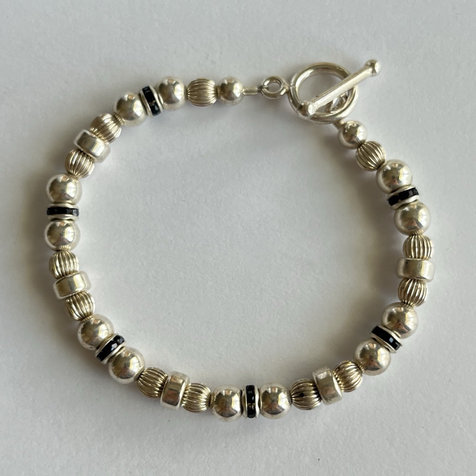 Sterling Silver 925 Beaded Bracelet Size 6.25 in (6 1/4 in)