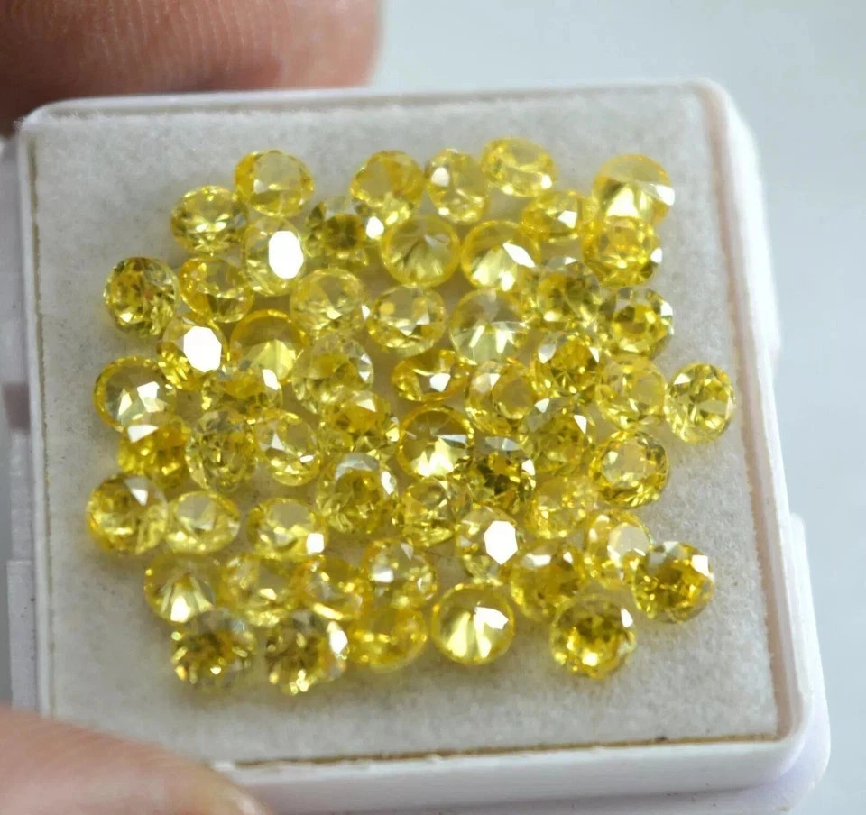 Natural Yellow Sapphire 4 mm Cut Round 100 Piece Certified Loose Gemstone Lot
