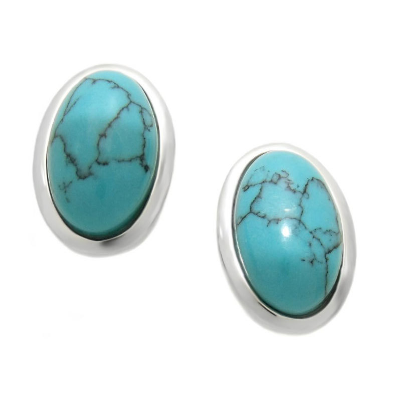 Earrings stud earrings with turquoise in 925 silver shiny polished New