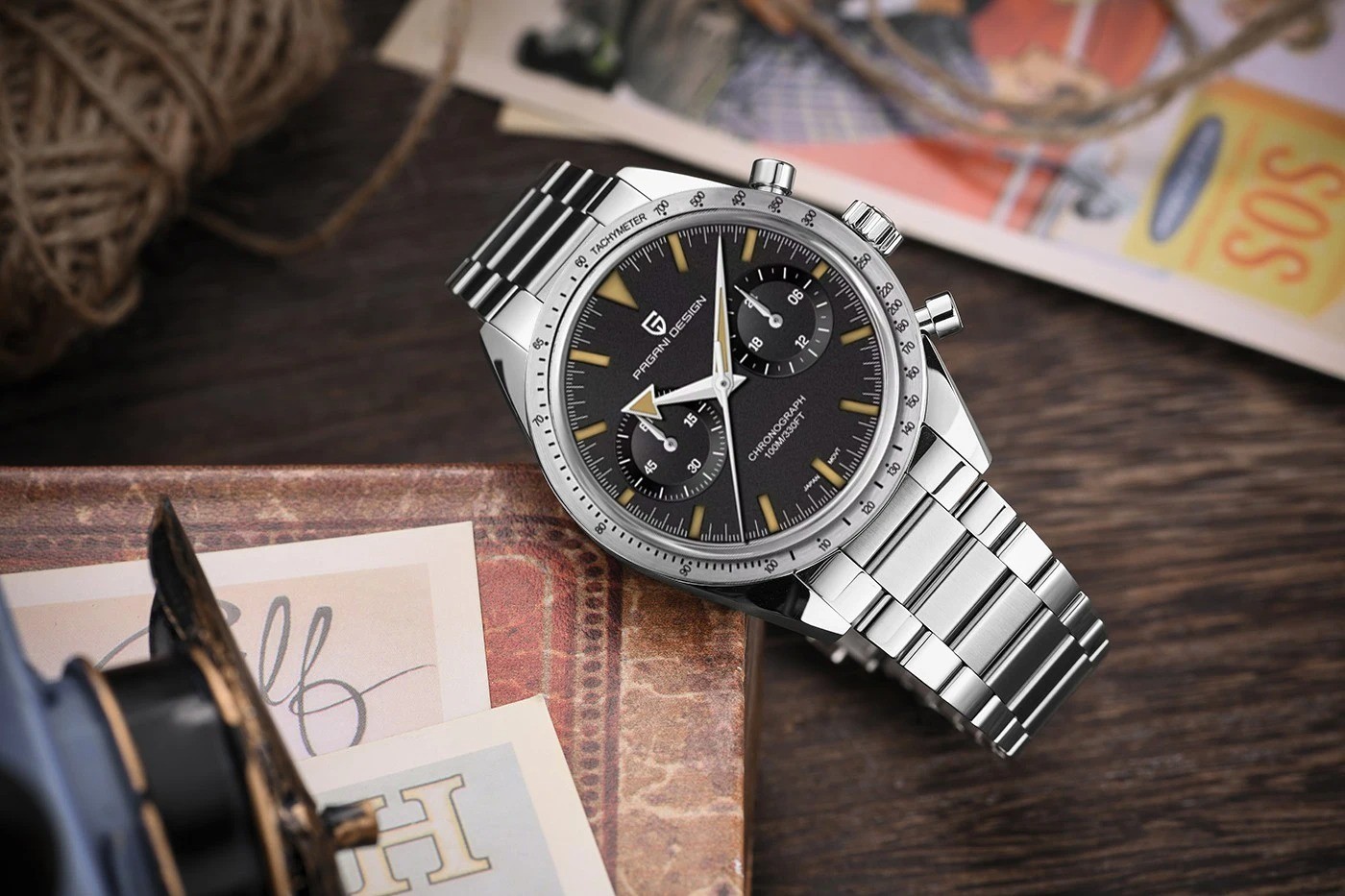 LUXURY PAGANI DESIGN VK64 Moon Quartz Watch Men Retro Speed Chronograph Sapphire