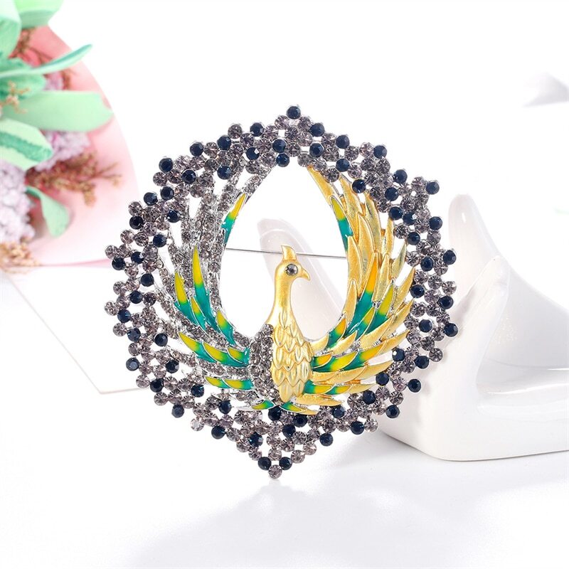 Rhinestone Peacock Brooches Scarf Pins Animal Brooch for Women Luxury Jewelry