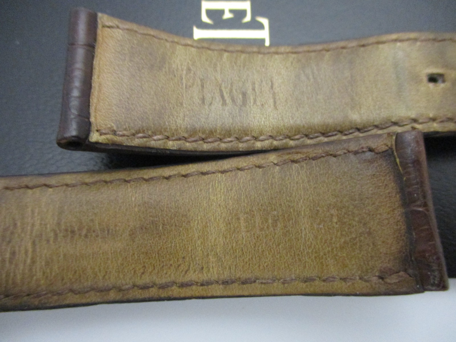 PIAGET 21mm x 18mm Brown Reptilian Leather Watch Band Straps 115mm & 85mm Long