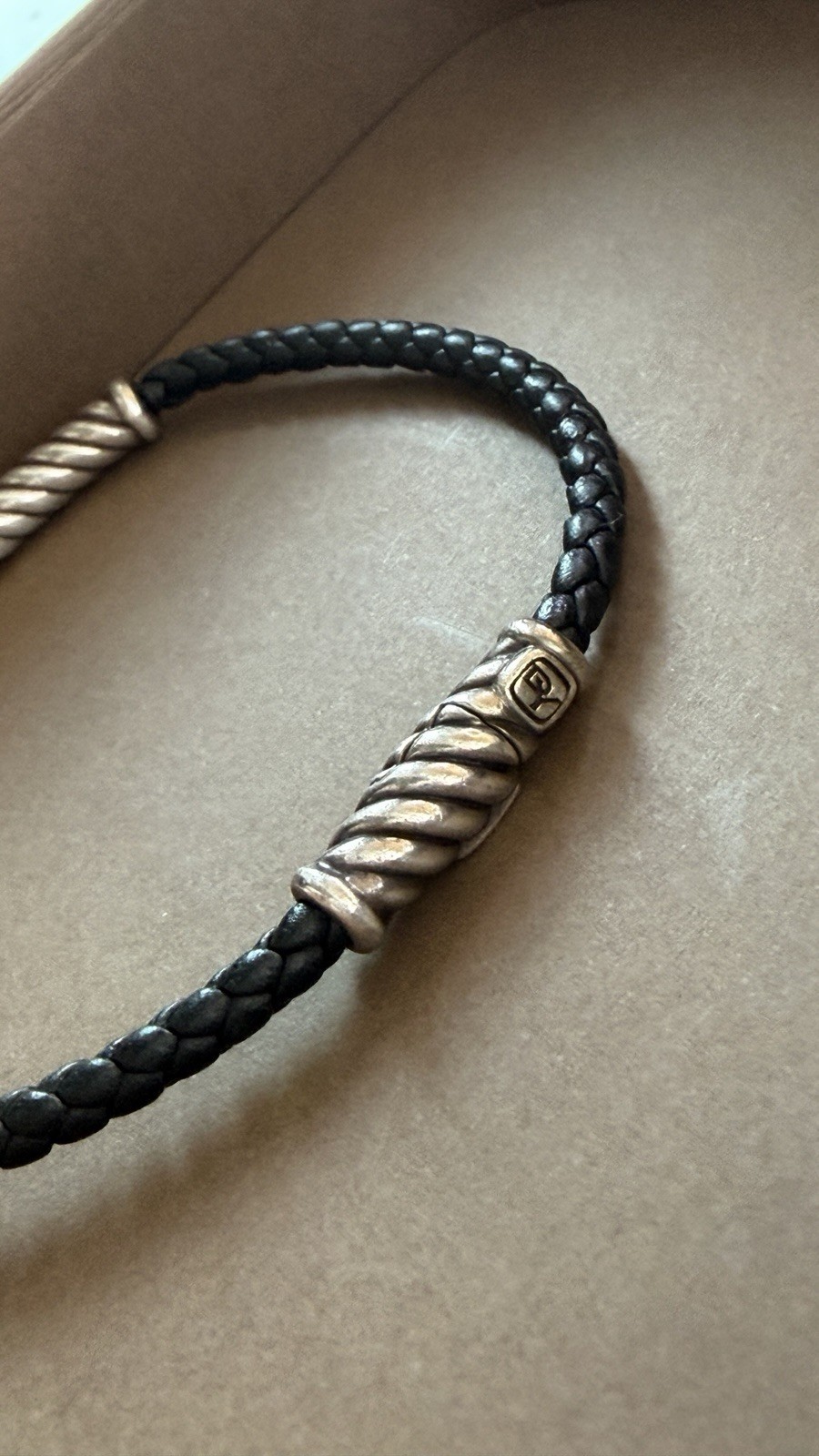 David Yurman Chevron Woven Leather Bracelet