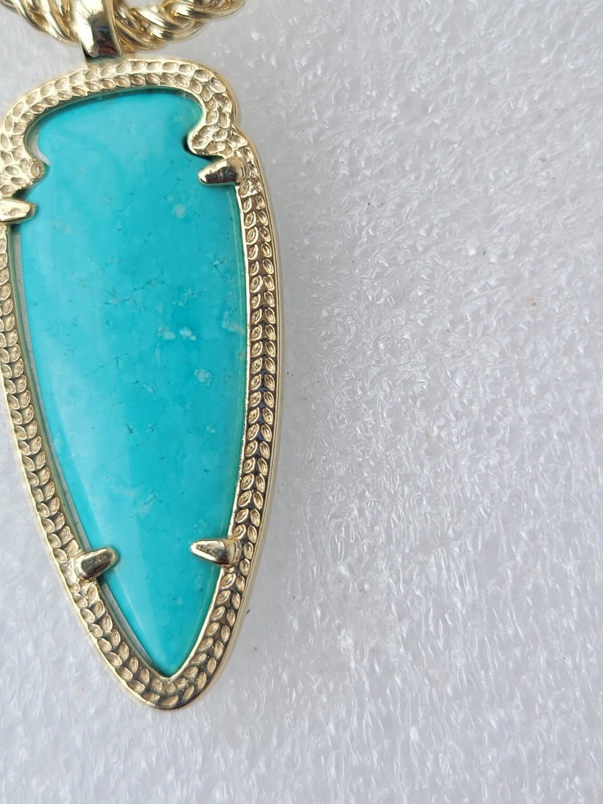 Vinatge Kendra Scott Shaylee Pendant Arrow Gold Necklace Rare Turquoise blue