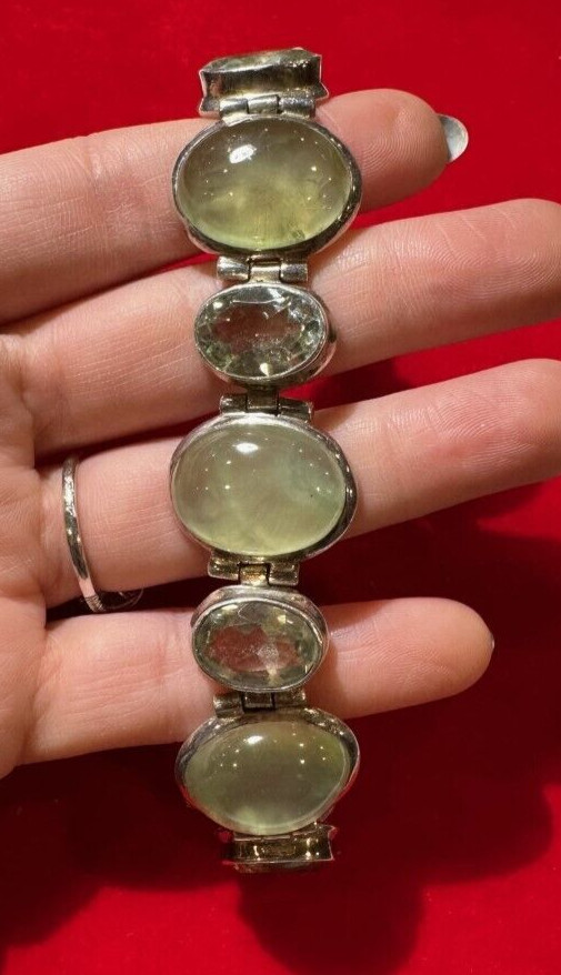 Hallmarks CR Green Tourmaline Amethyst Sterling Silver Bracelet Birmingham DA5