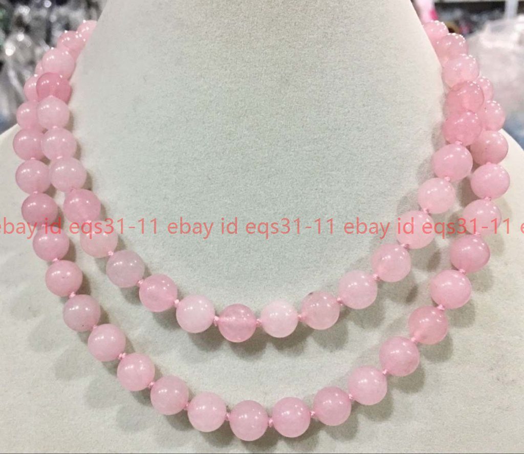 Natural Pink Rose Quartz Round Gemstone Beads Necklace 14-48 Inches 6/8/10/12mm