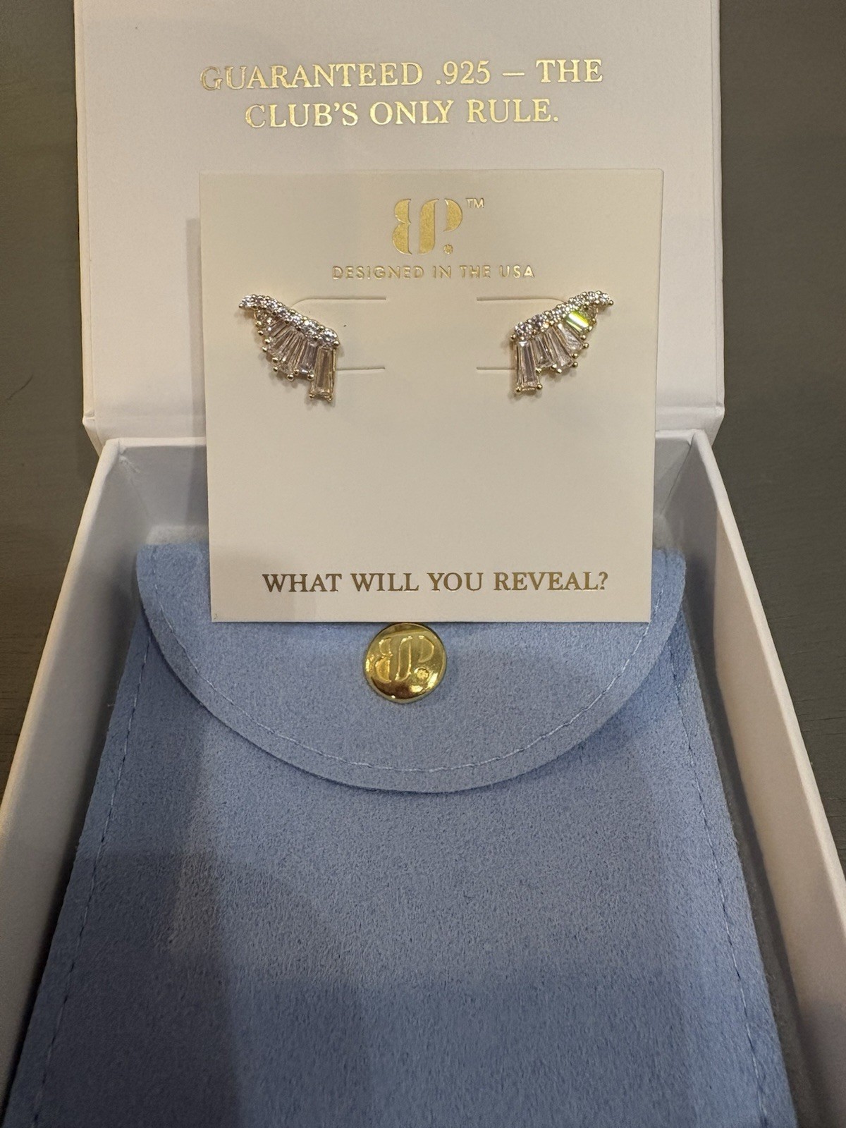 Ring Bomb Party ER17867 925 Gold Plated CZ Wing Stud Earrings Butterfly