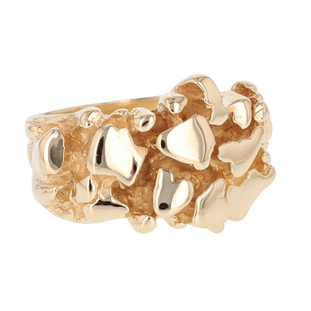13.7mm Nugget Style Band Ring 14k Yellow Gold 10.12 Grams Size 7