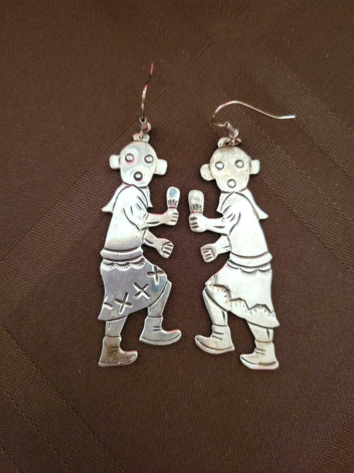 Navajo Floyd Bicenti signed BCT vintage sterling silver earrings