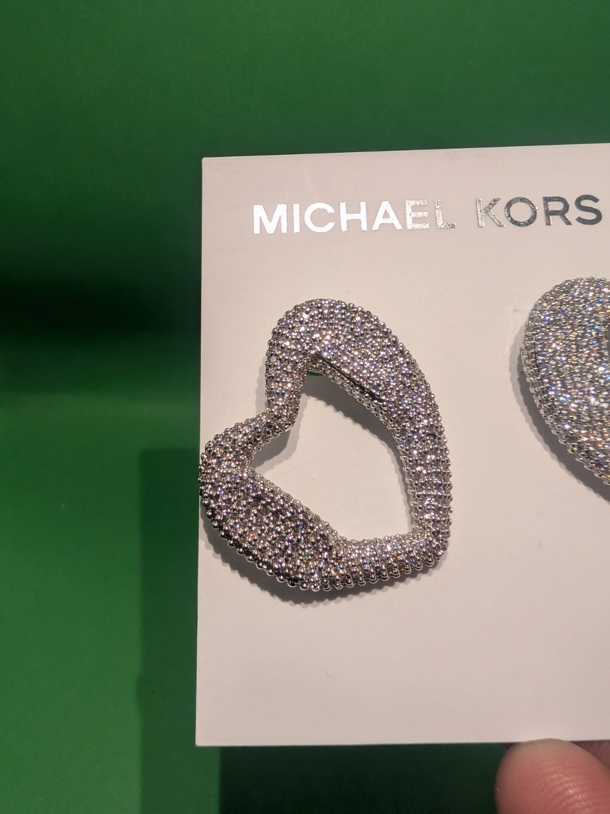 Michael Kors Precious Metal Plated Brass Pave Stud Earrings Platinum Plating